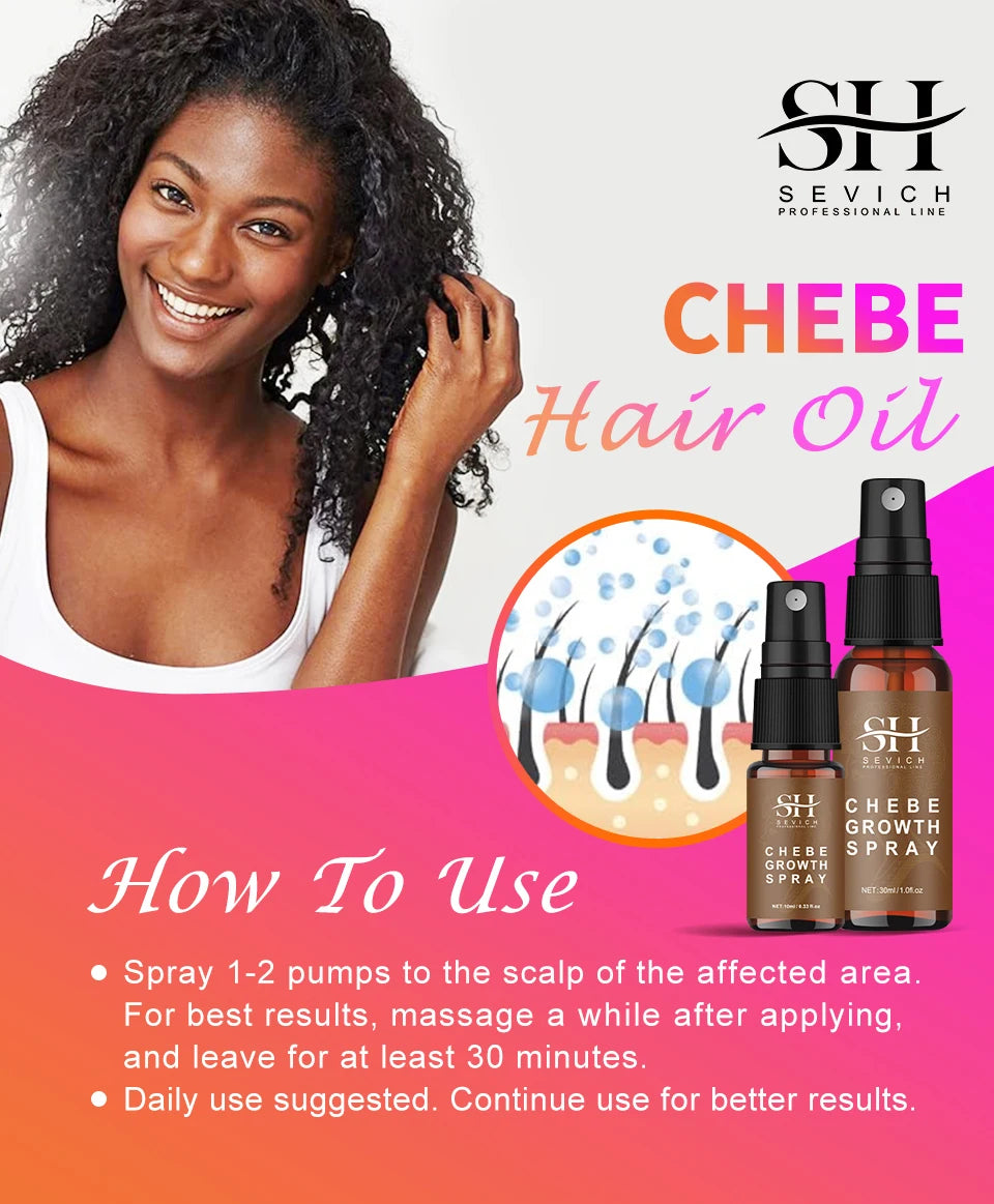 10ml Chebe Spray Fast Hair Growth Oil Hair Loss Treatment Traction Alopecia Spray Repair Damage Anti Hair Break Hair Care Spray