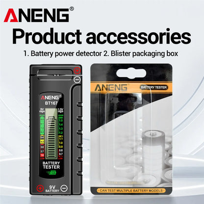 ANENG BT167 household battery level tester does not require power supply to measure D/C/AA/AAA/9V/button battery level detector