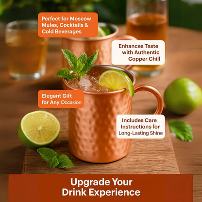 400ml Vintage Pure Copper Cup, Thickened Hammer Texture 100% Copper Breakfast Milk Coffee Mug, Handcrafted Tea Tumbler Drinkware