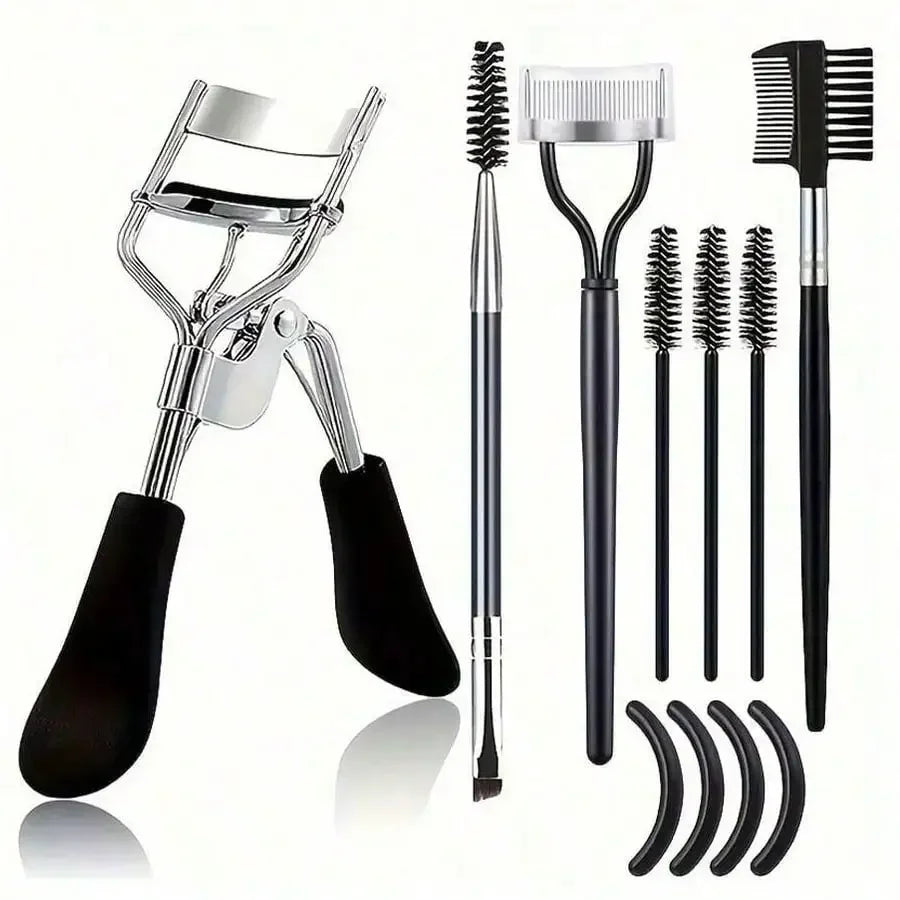 Eyelash Wand,  Eyebrow Brush,11-In-1 Eyelash Grooming Kit, Includes Eyelash Curler With Comb Separator, 4 Silicone Refill Pads