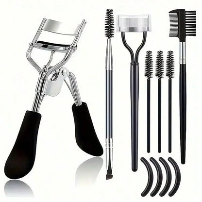 Eyelash Wand,  Eyebrow Brush,11-In-1 Eyelash Grooming Kit, Includes Eyelash Curler With Comb Separator, 4 Silicone Refill Pads