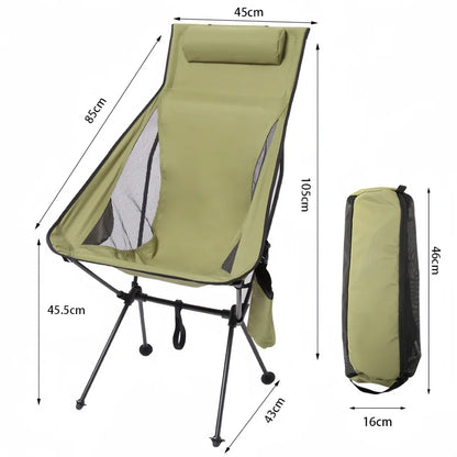 Portable Folding Moon Chair Outdoor Camping Aluminum Alloy Fishing Chair Beach Picnic Cup Bag Ultralight Folding Travel Chair