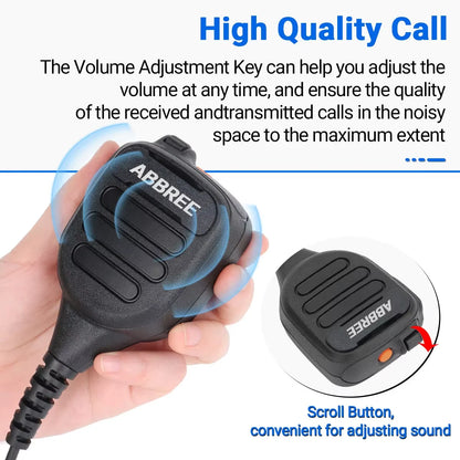 ABBREE AR-850 Walkie Talkie Handheld Heavy Speaker  Adjustable Speaker Mic Shoulder Microphone for BaoFeng UV-5R UV-13 PRO UV-16