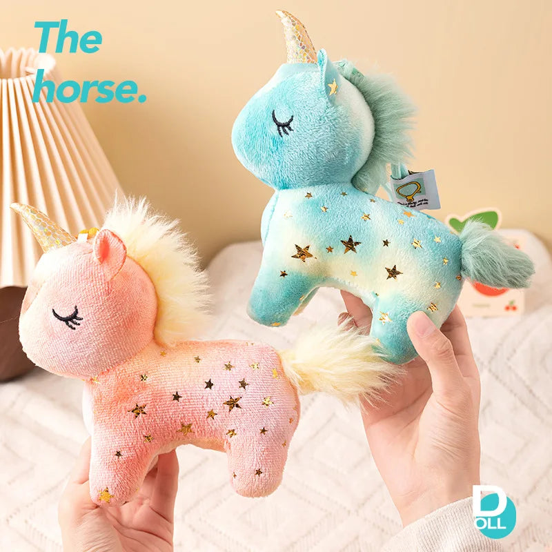 The Horse Cute Sparkly Star Pattern Plush Unicorn Doll Keychain Soft Fluffy Stuffed Toy Bag Pendant Claw Machine Prize Party