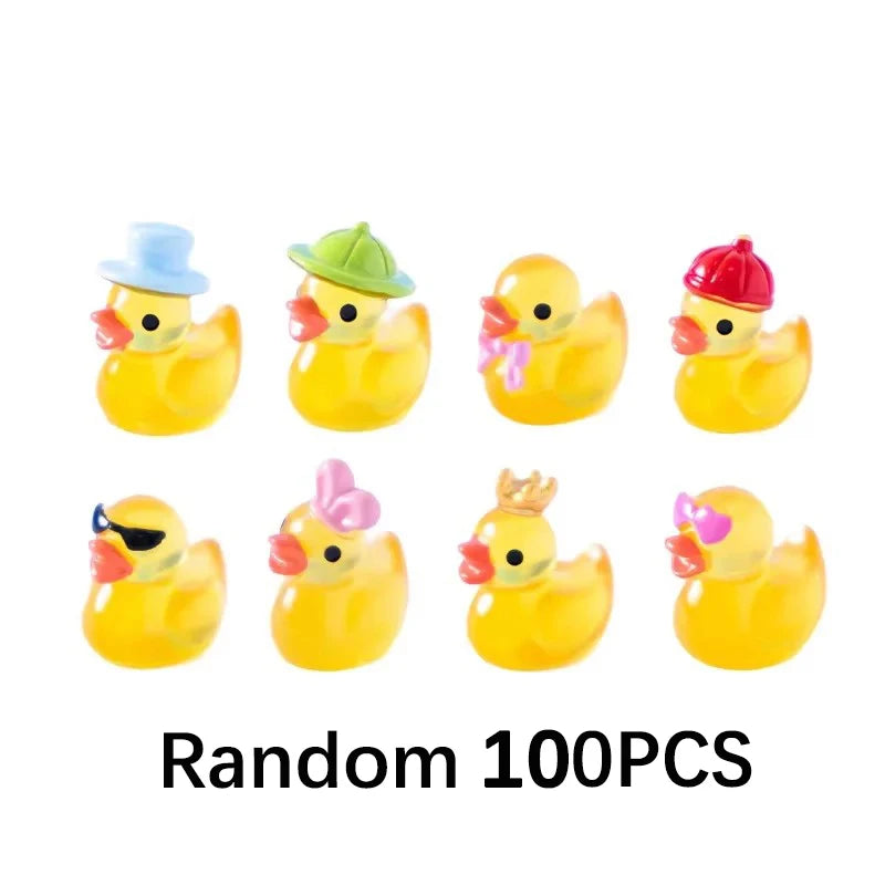 30/60/100PCS Luminous Mini Duck Micro Landscape Access Miniature Figurines Fairy Home Decoration Glow in the Dark Mixed Style