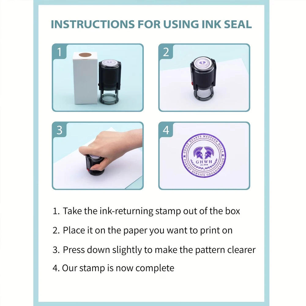 Custom Logo Round Stamp Personalized Image Self Inking Stamper Customized Business Logo Text Stamps-4 Sizes-5 Ink Color Options