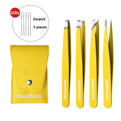 Eyebrow Tweezer Colorful Hair Beauty Fine Hairs Puller Stainless Steel Slanted Eye Brow Clips Removal Makeup Tools