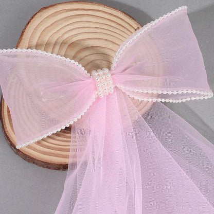 White Tulle Hair Clips For Girls Fairy Mesh Bow Large Hairpin Flower Barrette Summer Party Wedding Women Headdress Accessories