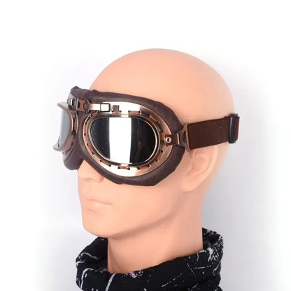 Retro Motorcycle Goggles Glasses Vintage Moto Classic Goggles for Harley Pilot Steampunk ATV Bike Copper Helmet