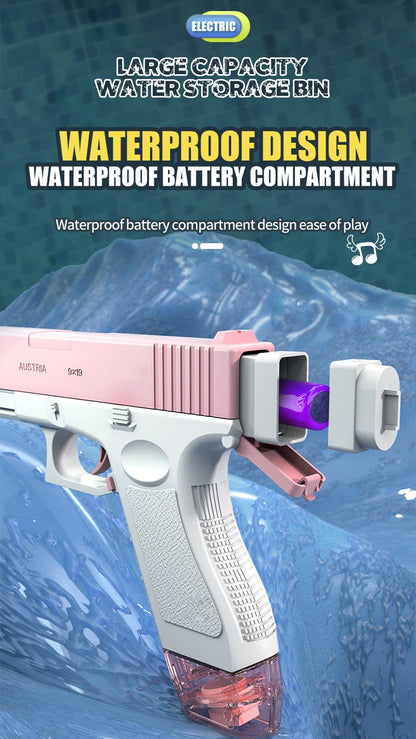 @Electric Water Gun Rechargeable Automatic & Manual Spray Gun Capacity Range Up to 32 FT Range for Adults & Kids
