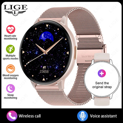 LIGE Nowy 1,38-calowy Smartwatch Zdrowotny Damski Połączenia Bluetooth Smartwatch Męski Monitorowanie Tętna Bransoletka Sportowa Odtwarzacz Muzyki 2026