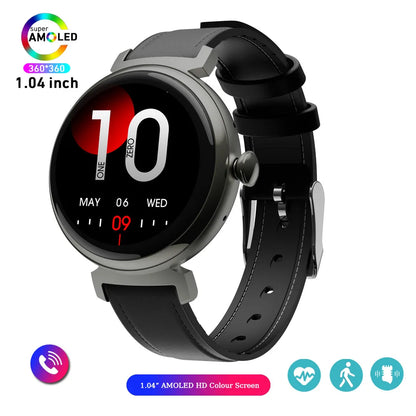 Bluetooth Call Smart Watch Screen Always Display 1.04 inch AMOLED Screen Fashion Ladies Smartwatch Metal Body Small Screen Watch