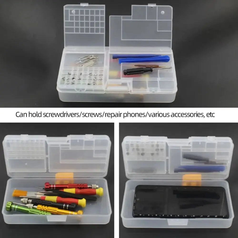 Transparent Electronic Components Storage Box 2 Layer Tool Classification Grid Phone Repair Module Organizer Compartment