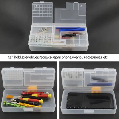Transparent Electronic Components Storage Box 2 Layer Tool Classification Grid Phone Repair Module Organizer Compartment
