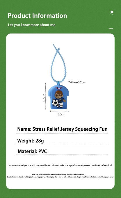 Football Jersey Squeeze Toy Keychain, Sports Star Stress Relief Pendant, Student Schoolbag Decoration, Fan's Small Gift