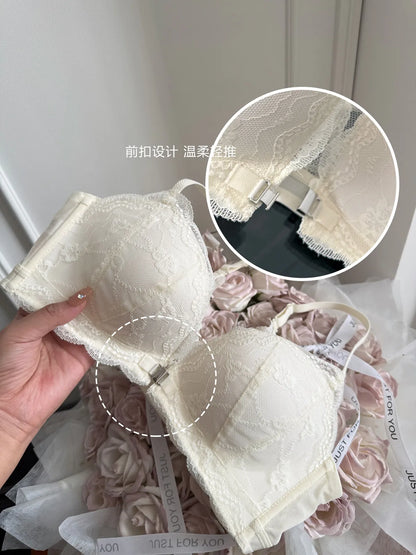 Summer Nouvelle Tendance! Soutien-Gorge Push Up à Fermeture Avant - Bretelles Dentelle Dos, Bralette Légère pour Petite Poitrine