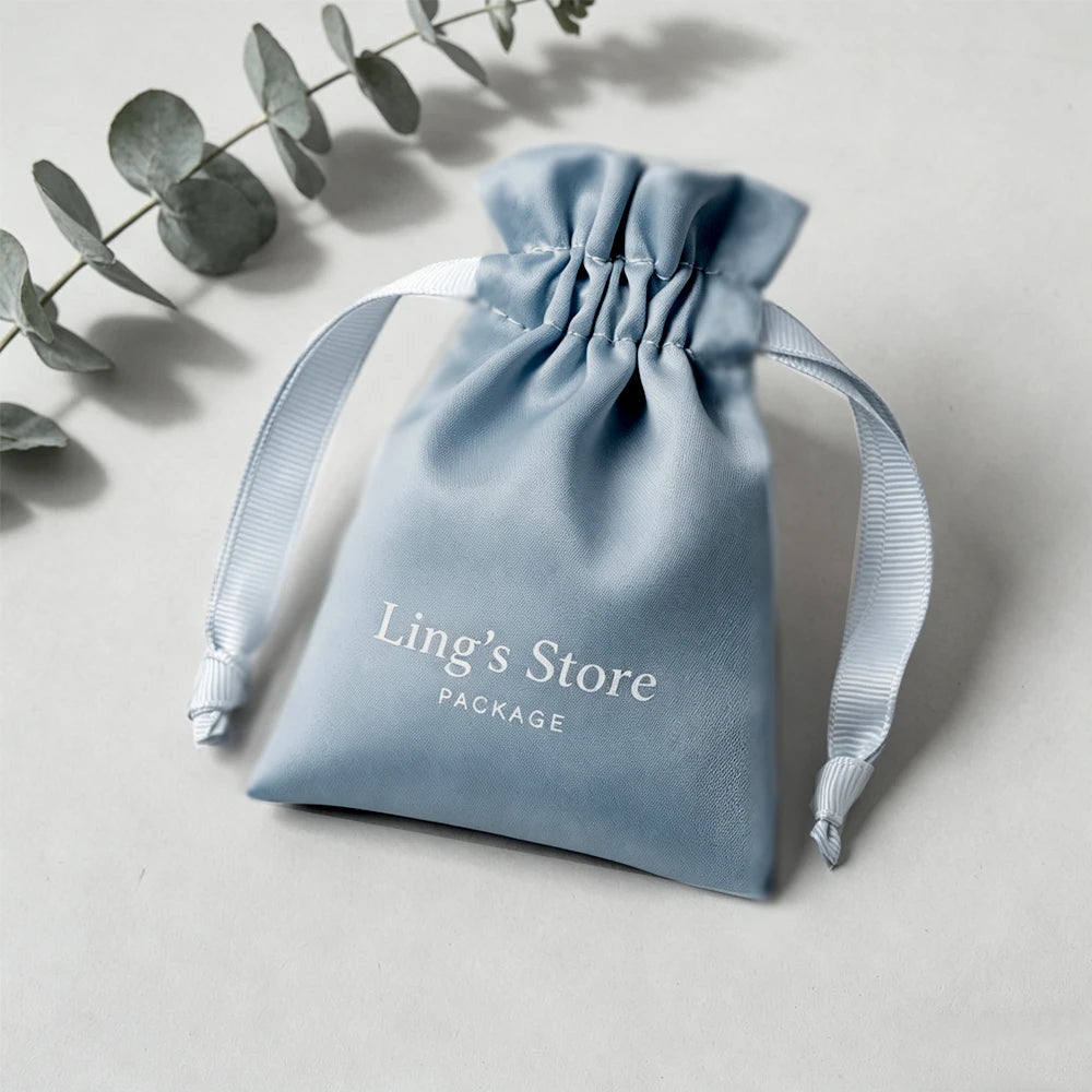 100Pcs Personalized Logo Jewelry Packaging Silk Satin Drawstring Bag Wedding Favors Candy Gift Pouch Ring Bracelet Cosmetic Sack