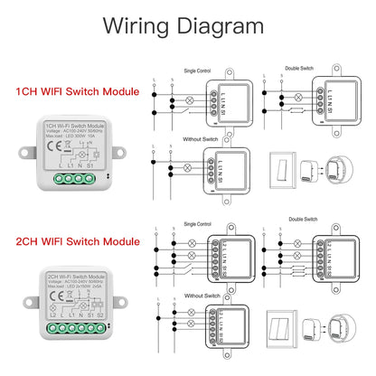 Tuya WiFi Zigbee Smart Switch Module Electrical Switching Breaker 1/2/3/4Gang Lighting Switch Module Mobile APP Control Alexa