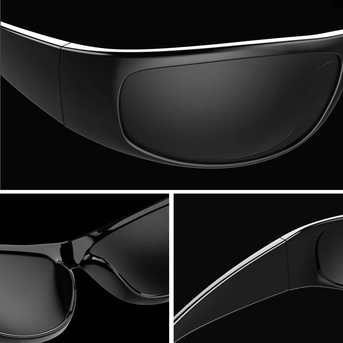 Dark Sunglasses for Men Wrap Around Sunglasses for Big Heads Men UV400 Protection Glasses W8005