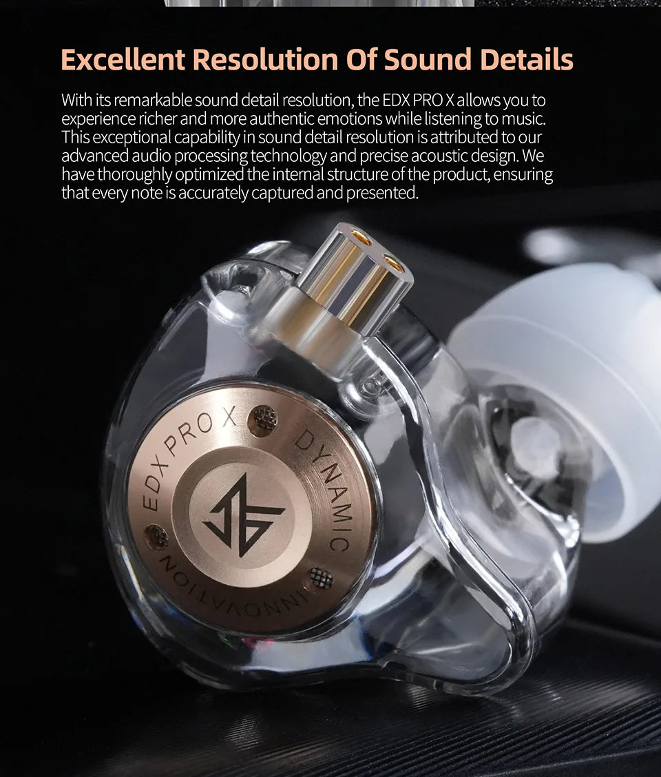 KZ EDX Pro X dynamic driving headphones in-ear monitoring earplugs HIFI bass hi-fi headphones stage sports headphones
