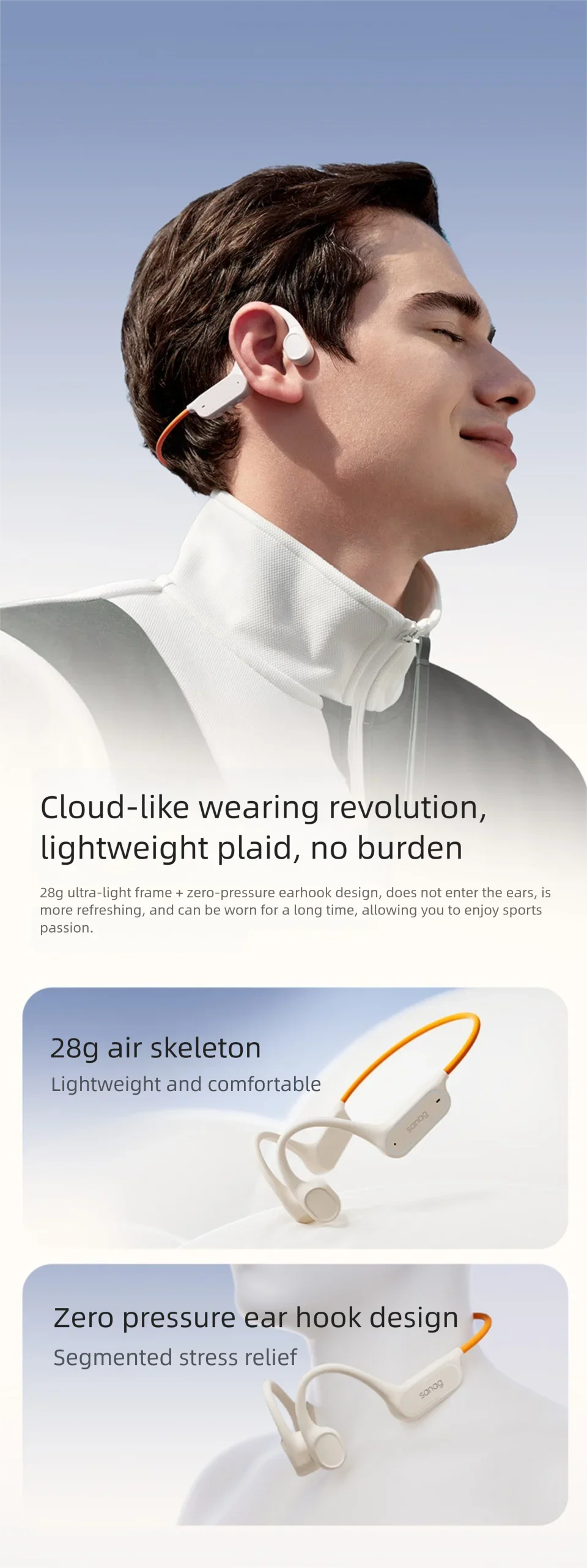 Sanag Bone Conduction Bluetooth Earphone 32GB Memory IPX8 Swimming Headphones Flash-sale Wireless Headset MP3 Earbuds