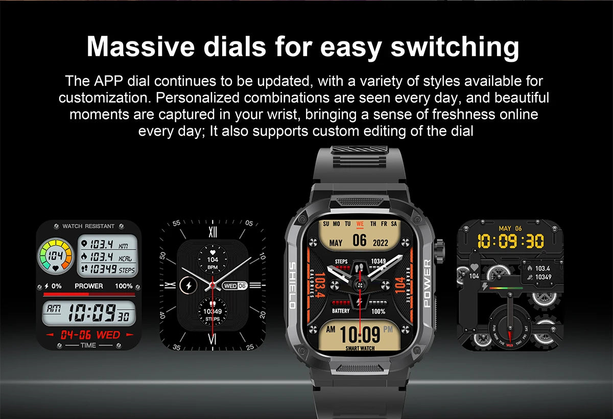 2026 Męski Zewnętrzny Smartwatch Monitor Zdrowia Wojskowy Bezprzewodowe Połączenia Fitness Wodoodporny Sportowy Smartwatch Na Telefony IOS Android