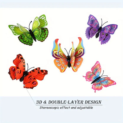 12pcs 3D Double Layer Butterflies Wall Stickers Living Room Decor Wedding Kids Room Decoration DIY Wall Art Magnet Stickers