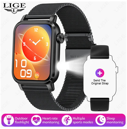 Inteligentny zegarek LIGE dla kobiet i mężczyzn, z połączeniami Bluetooth, sportowa bransoletka fitness, zdrowie kobiet, dynamiczna tarcza 3D, smartwatch damski, nowość 2026
