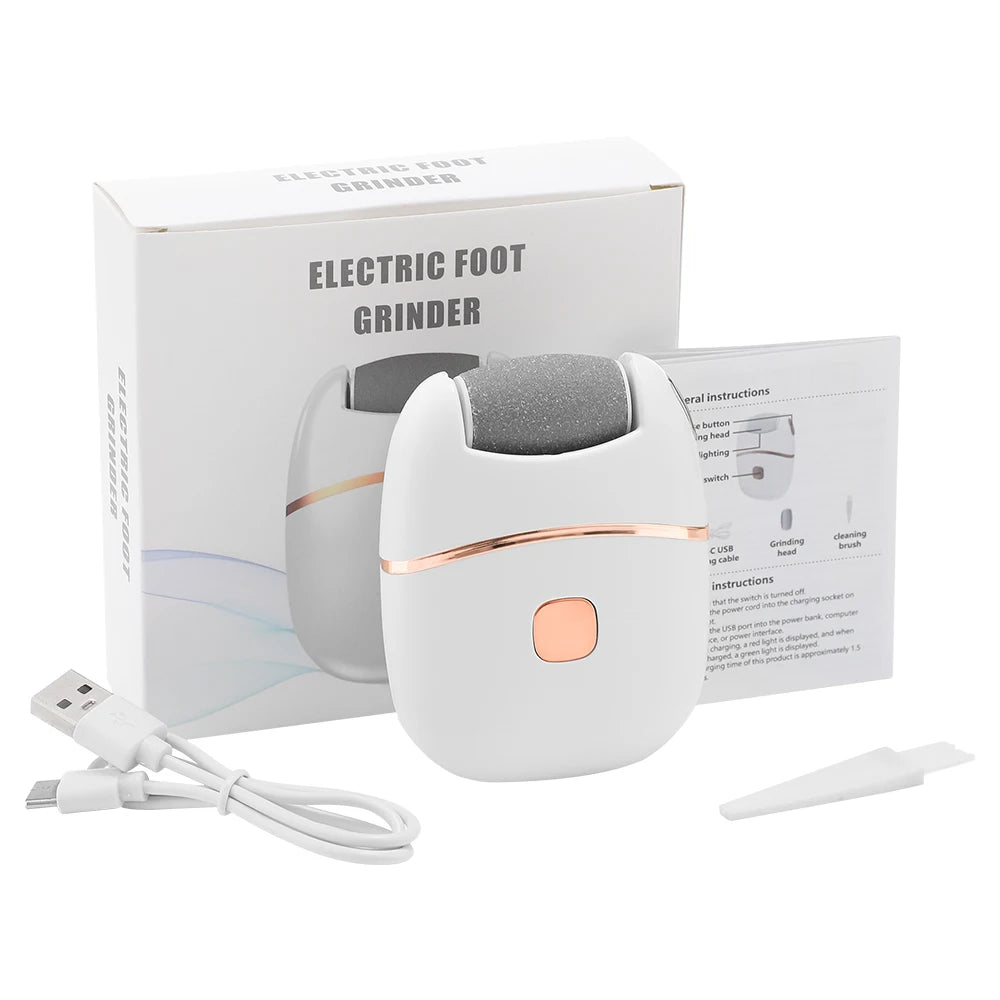 Rechargeable Electric Foot Grinder for Thick Faux Leather USB Personal Care Tool with Interchangeable Heads Grooming Tool