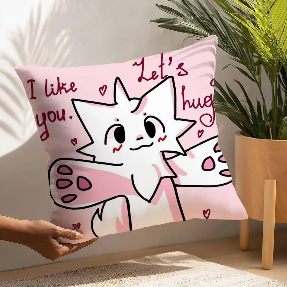 B-Boykisser Silly Cat Cute Pillow Case Plush Fabric Soft  Pillowcase Double Sided Print Cushion Cover Household Gifts