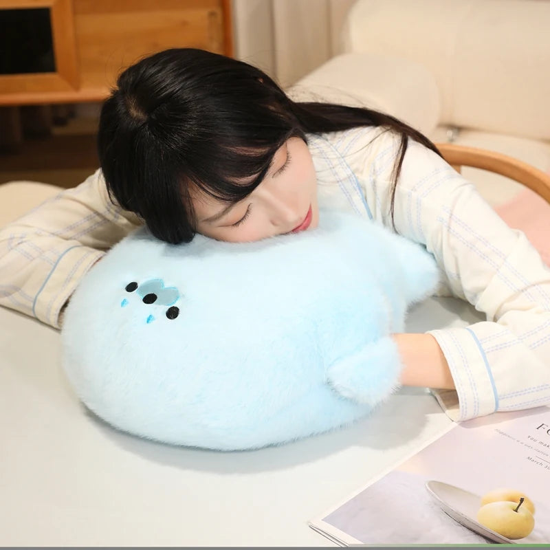 Chubby Cartoon Seal Plush Toys Cozy Soft Animal Hand Warmer Throw Pillow Office Nap Pillow Lovely Room Decor Xmas child Gift