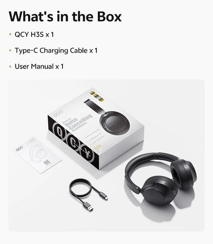 QCY H3S -56dB Adaptive ANC Over Ear Headphone Hi-Res LDAC Spatial Sound Wireless Earphone Bluetooth 6.0 Dual Driver 102H Headset