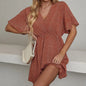 2024 Europe and the United States spring and summer new women's dress print V-neck short-sleeved casual loose dress women
