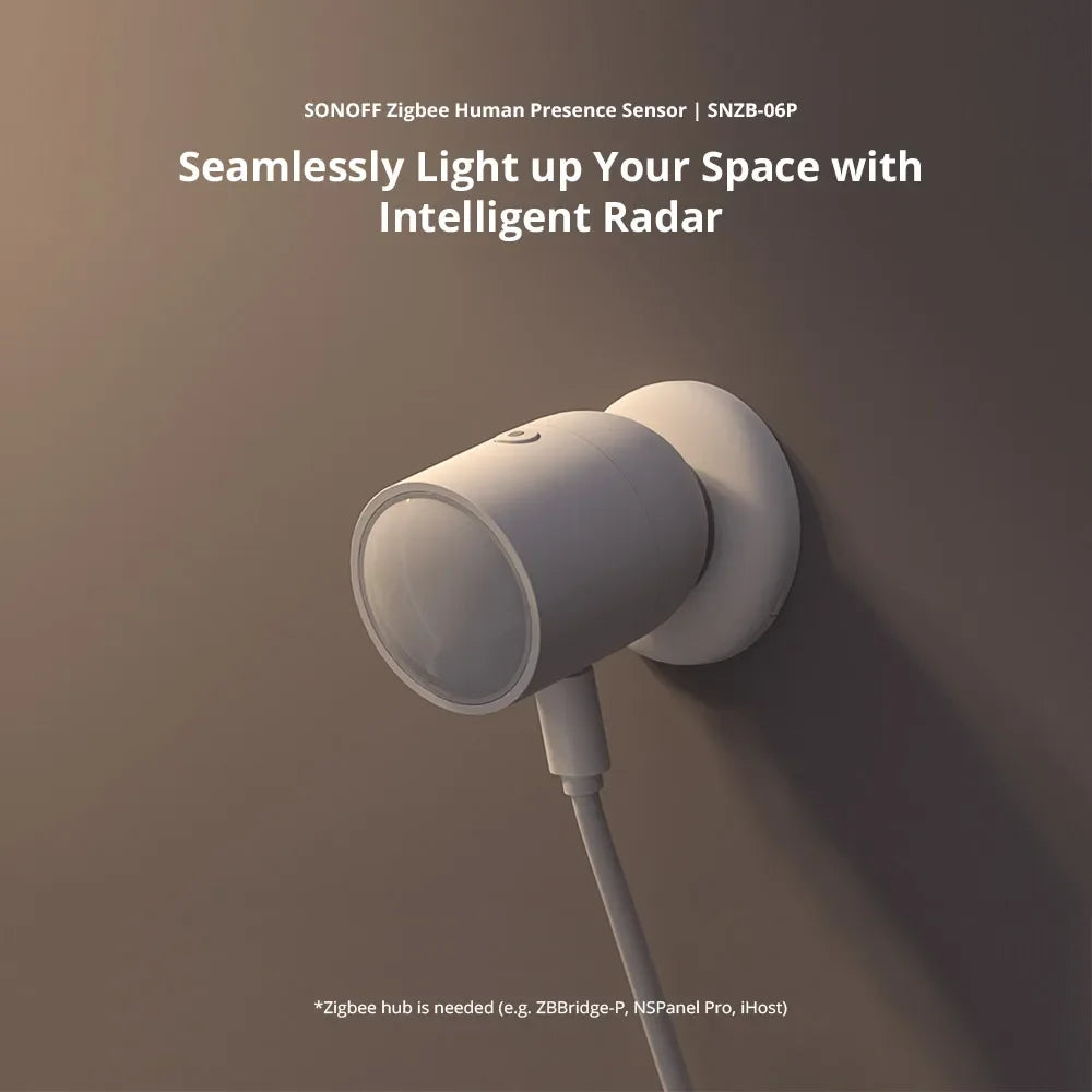 SONOFF SNZB 06P Zigbee Human Presence Sensor SNZB-06P Detector Motion Light Sensing Smart Home Automation Work with Alexa Google