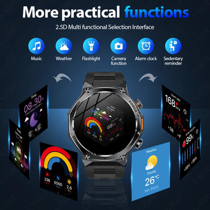 LIGE Nowy Smartwatch Męski 800 mAh Ultra Długa Żywotność Baterii Wodoodporny Zegarek Sportowy Outdoor Połączenia Bluetooth Wojskowy Smartwatch 2025