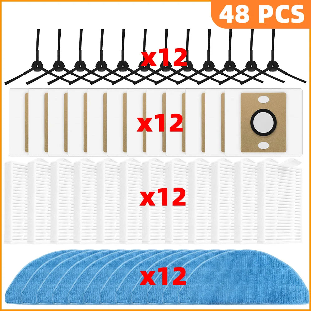 Compatible For iLife A30 Pro Robot Vacuum Cleaner Replacement Parts Kit Main Brush Side Brush HEPA Filter Mop Cloth Dust Bag