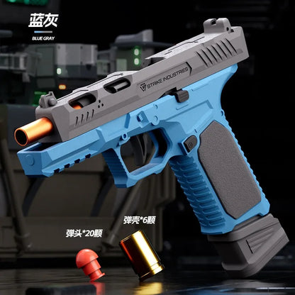 SIG17 Shell Throwing Toy Gun Continuous Firing Blowback Soft Bullet Pistol Model Empty Hanging Weapon Children's Toy Boys Gift