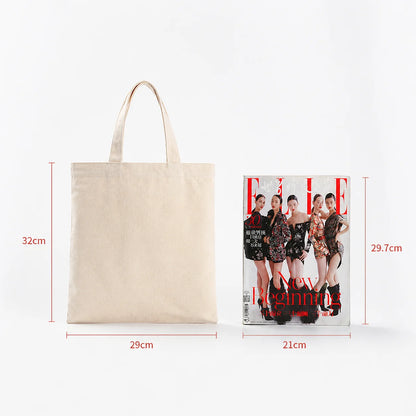 Wholesale 50pcs/Lot Reusable Canvas Tote Bags Custom Logo Shopping Bags Bulk Promotional Eco-Friendly Cotton Grocery Bags