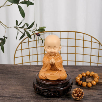 Mini Little Monk Statue Resin Monk Figurine Cute Buddha Monk Statue Decoration Home Living Room Desktop Ornament Children's Gift