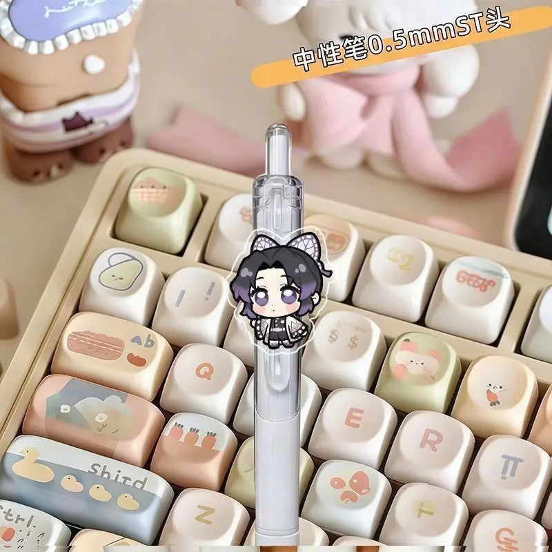 8pcs Demon Slayer fan merchandise push-button pen cartoon anime ST quick-dry 0.5mm ballpoint pen for students study stationery