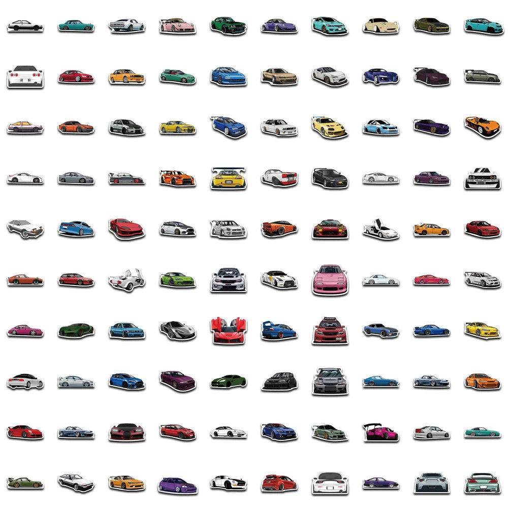 10/50/100/200pcs JDM Retrofit Racing Cars Stickers Fashion Funny Decals Laptop Luggage Guitar Skateboard Phone Sticker Kids Toys