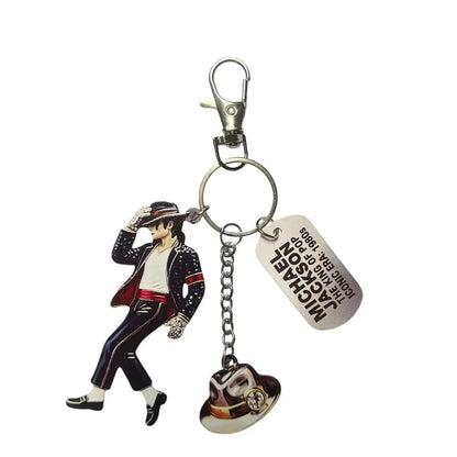 2026 Michael Jackson "King of Pop" Keychain, MJ Moonwalk Figure Keyring with Fedora Hat Pendant, Music Fan Collectible Gift