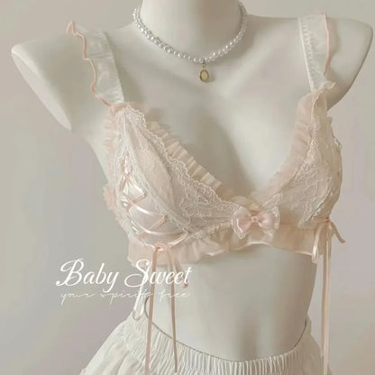 Lolita Girls Thin Cute Lace Small Bra Women Triangle Cup Bra Sexy  Underwear Women Set  Sexy Lingerie