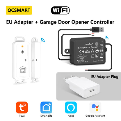 Tuya Smart Life Garage Door Wireless Door Sensor Opener Controller Contacts USB Charger Remote Control Google Assistant Alexa