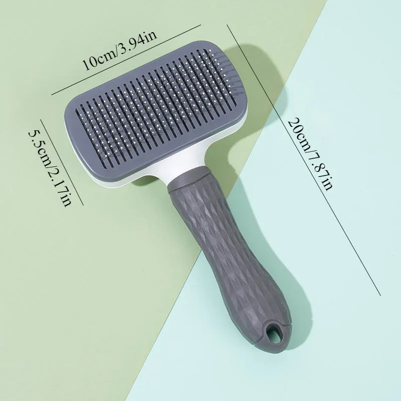 Dwustronna szczotka do pielęgnacji psa i kota 20×10×5,5 cm, samoczyszcząca szczotka druciana z zagiętymi igłami z okrągłymi końcówkami, ergonomiczny uchwyt do usuwania sierści zwierząt domowych
