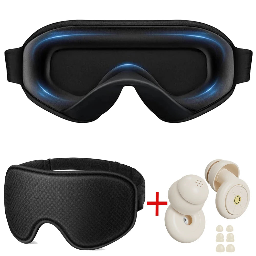Sleep Mask ,Blackout Eye Masks for Sleep - 3D Breathable Soft Comfortable Eye Mask With Noise-cancelling earplugs