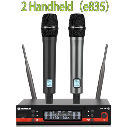 SENNESAI Ew100g3 Professional Dual Wireless Microphone Stage Performance 2 Channels 600-699MHz UHF Karaoke Metal Handheld
