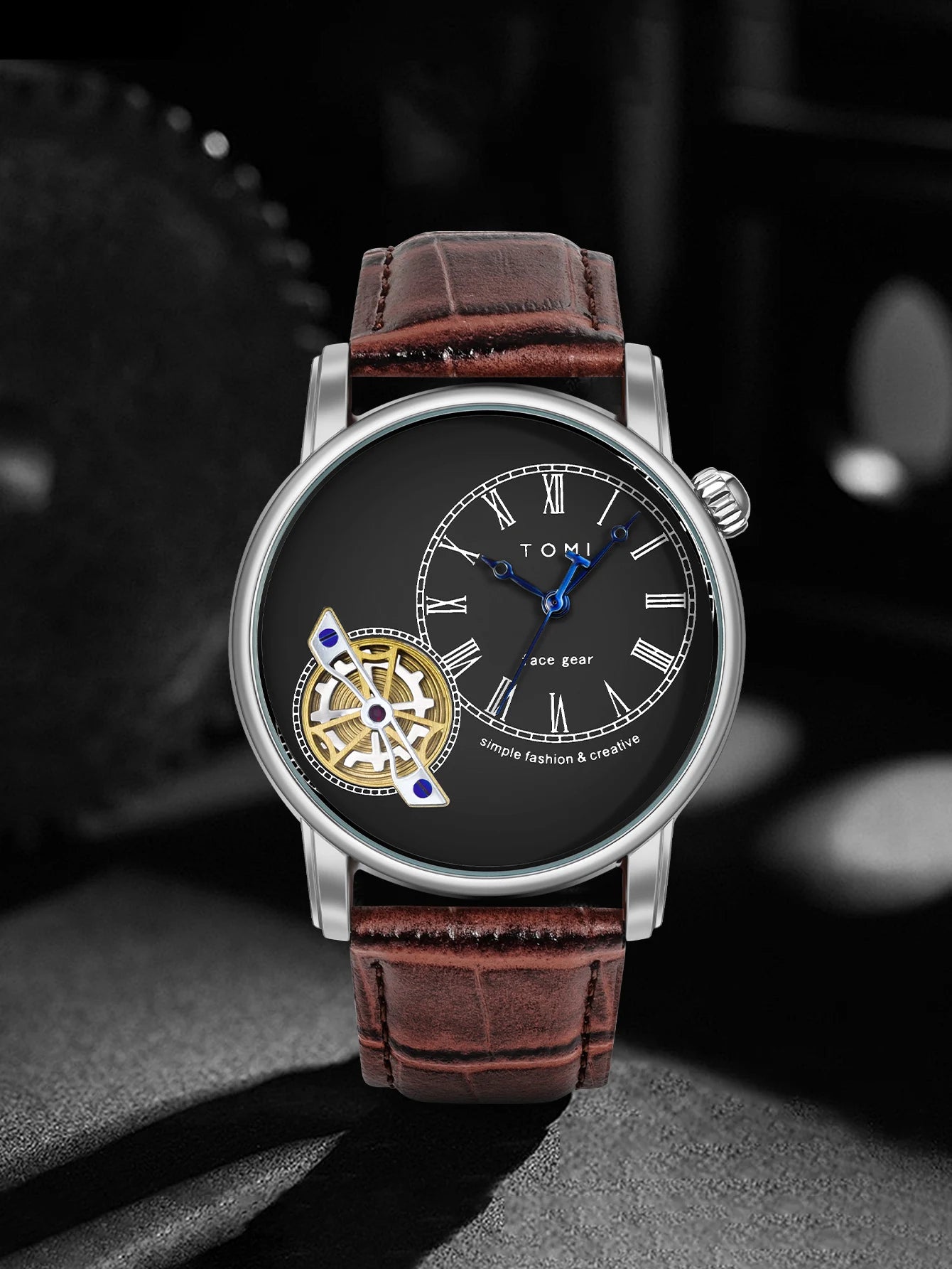 TOMI Set Gift Box Luxury and Fashionable Men's Quartz Watch Leisure Calendar Double Strap Quartz Watch Festival Gift