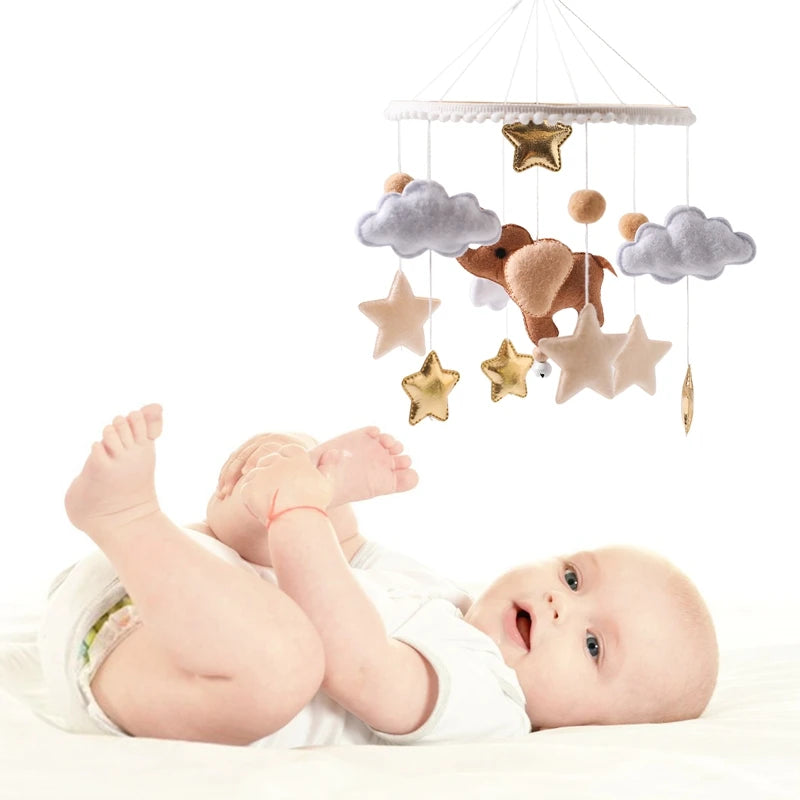 Baby Mobile Crib Bed Bell Musical Rattles Toys Soft Felt Cartoon Animal for Infants Nursery Mobiles Forest Animals Crib Toys