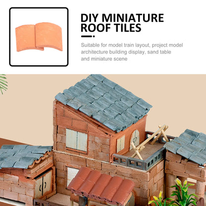 70pcs Mini Roof Tiles Miniature Simulated Roof Tiles Models Pottery Clay Roof Tiles DIY Miniature House Props 1.7x1.6cm